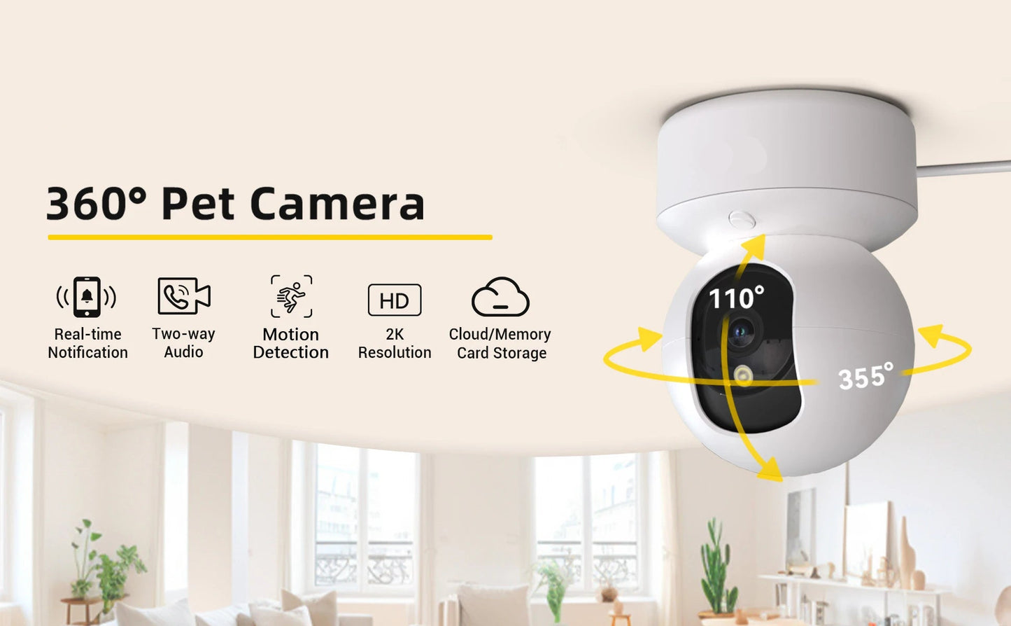 2K Pet Camera with Free Phone App